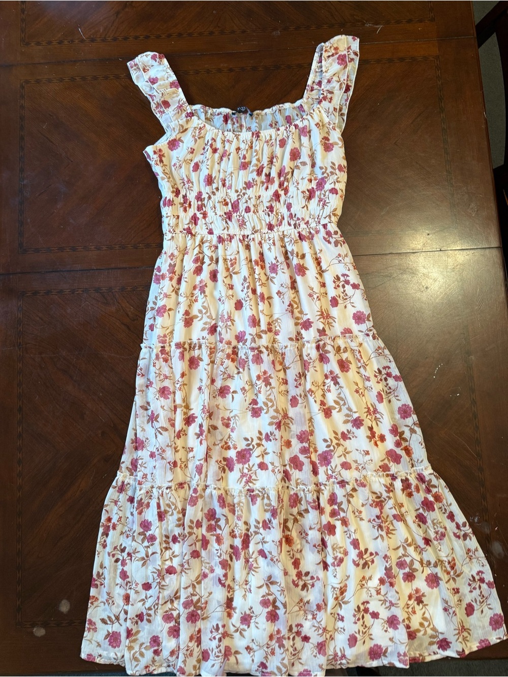 Trixxi Cream Sundress with Pink Floral Print